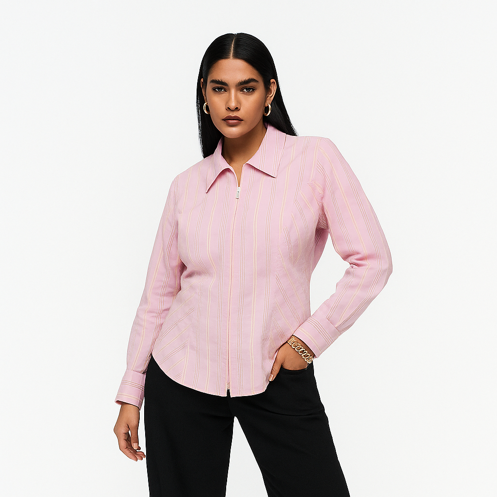 Striped Zip-Up Shirt