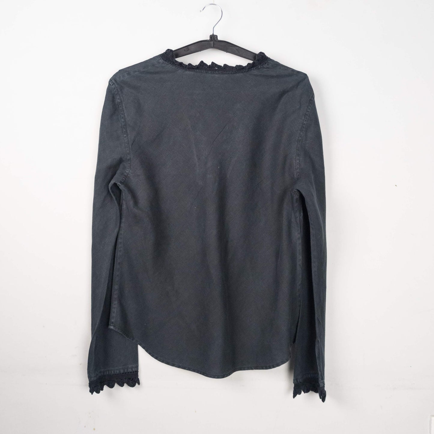Black Linen Lace Blouse