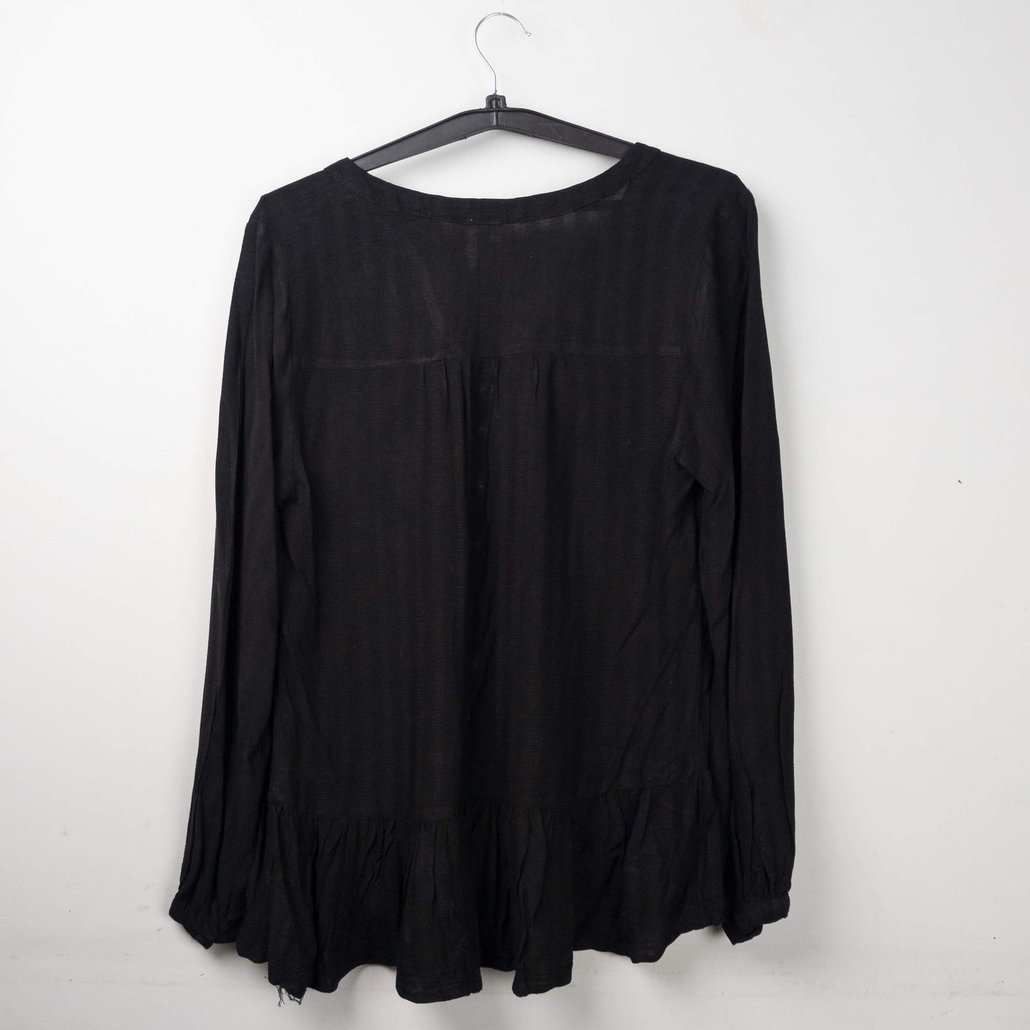 Black Button-Up Linen Blouse