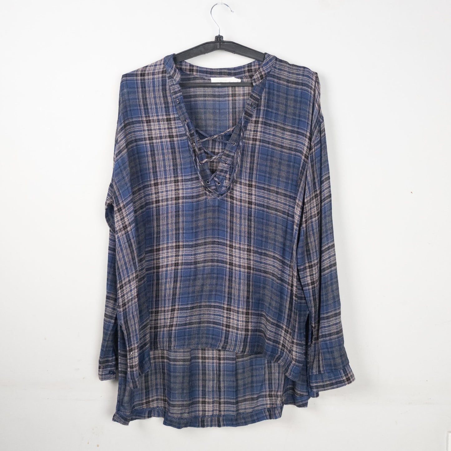 Plaid Lace Up Top