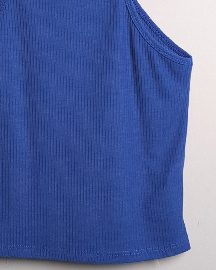 Mango Blue Ribbed Tank