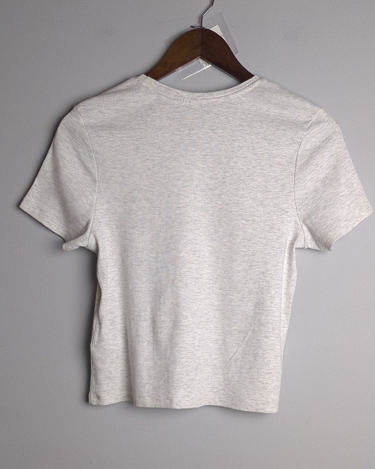 Divided Beige Ribbed Tee