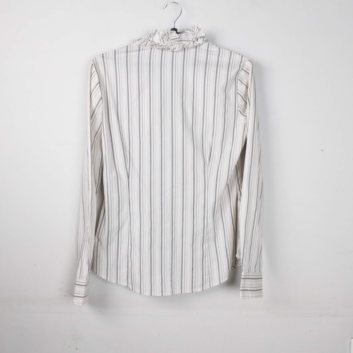 Ruffled Stripe Button-Down Top