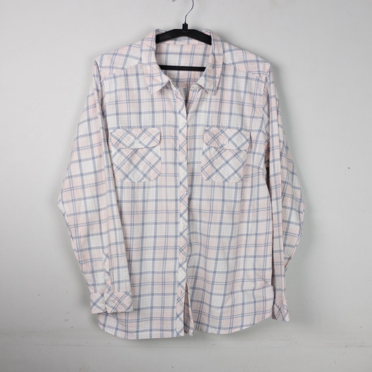 Grey - Pink Plaid Button-Up Shirt