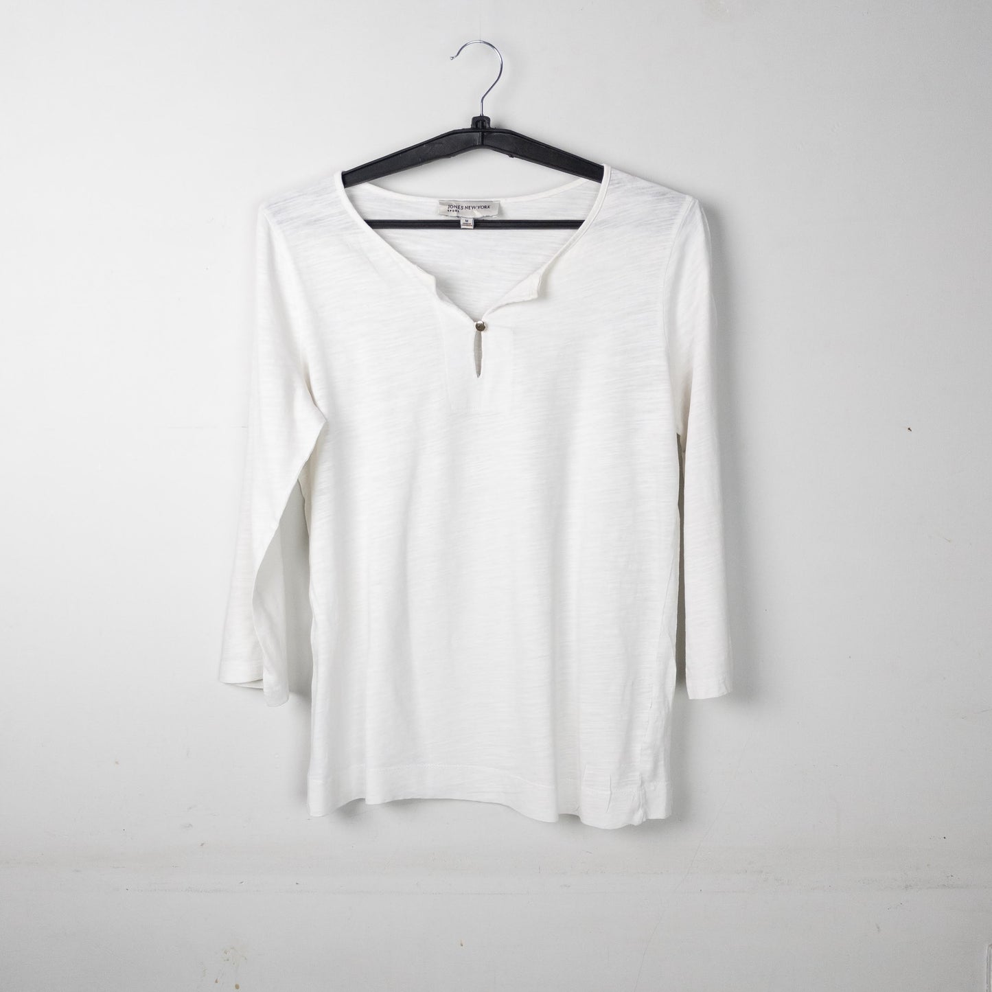 White Henley Long Sleeve Top