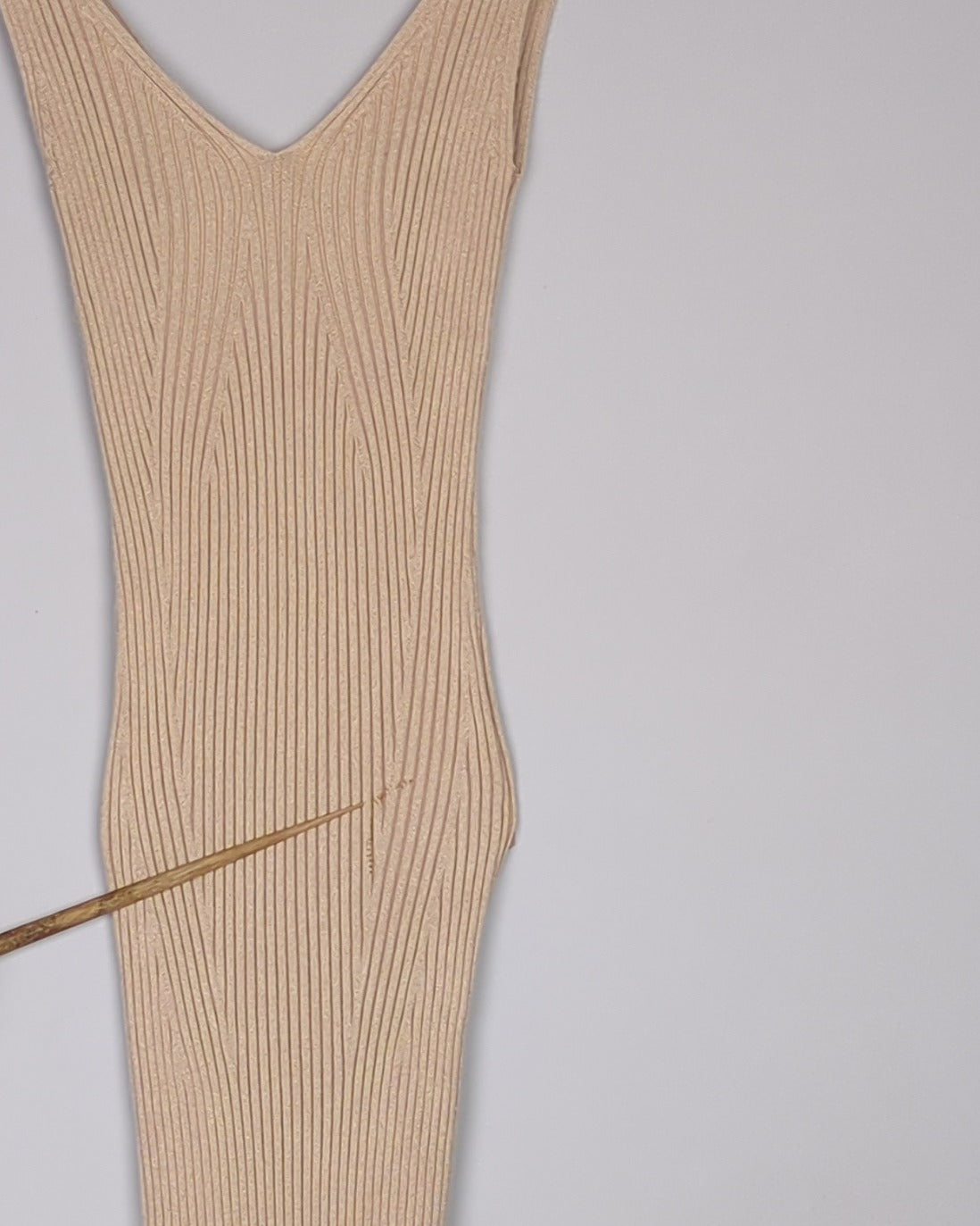 Beige Ribbed Dress