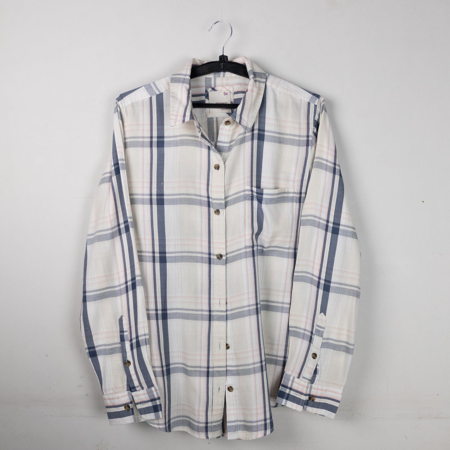 Blue - White Plaid Button-up Shirt