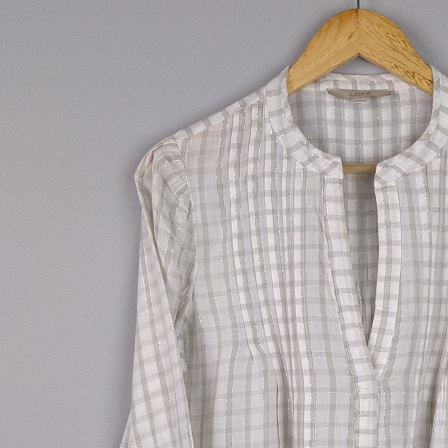 LOFT Plaid Long Sleeve Blouse