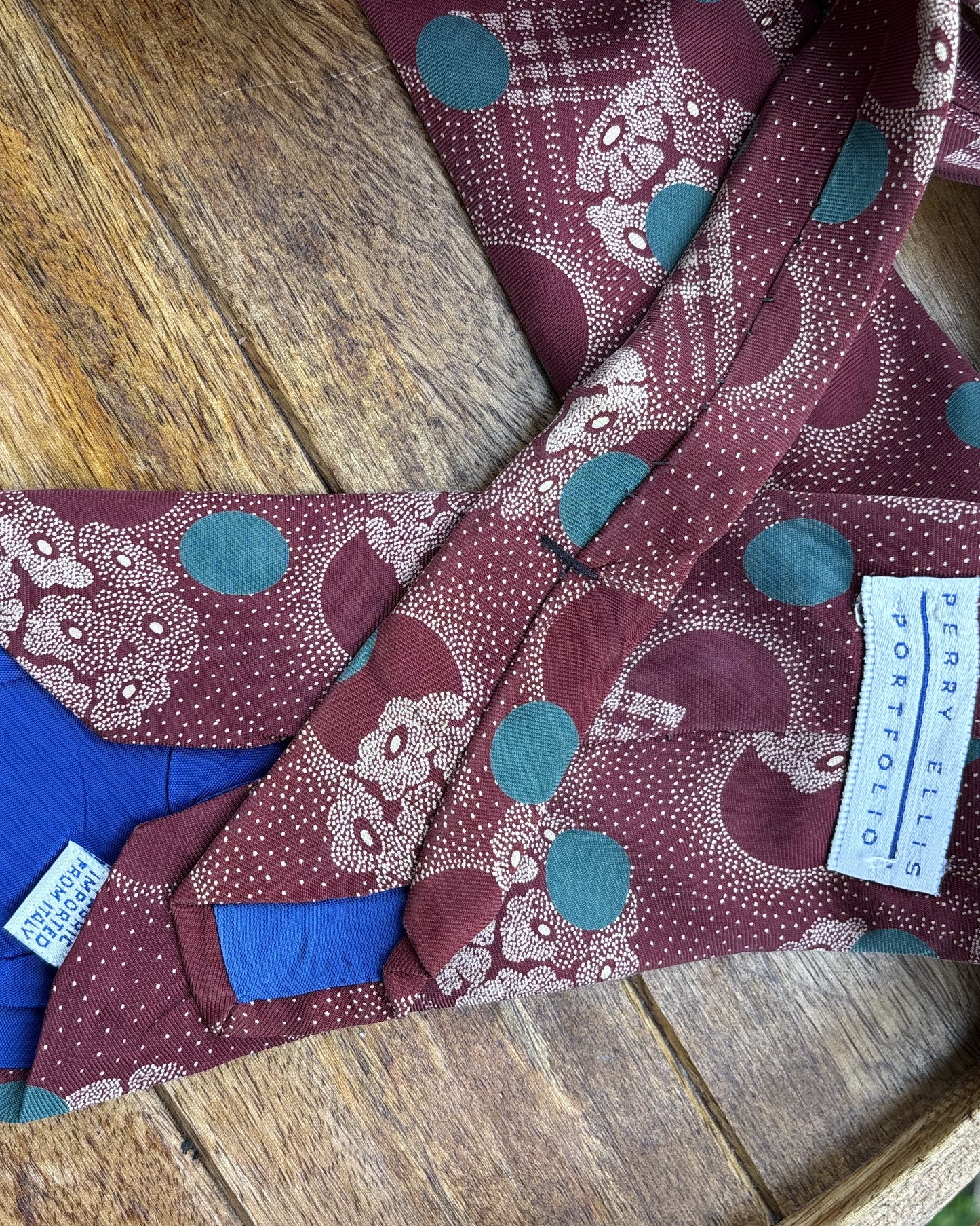 Perry Ellis Wine Graphic Silk Necktie