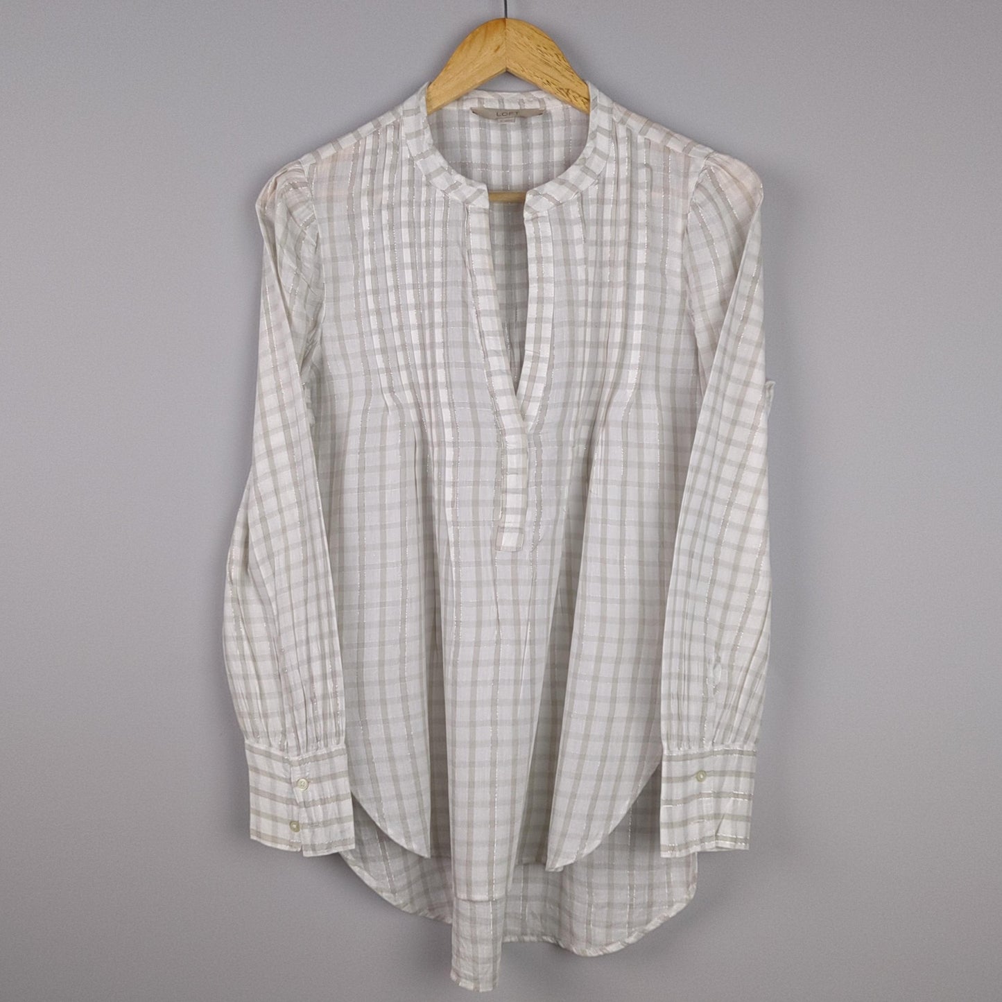 LOFT Plaid Long Sleeve Blouse