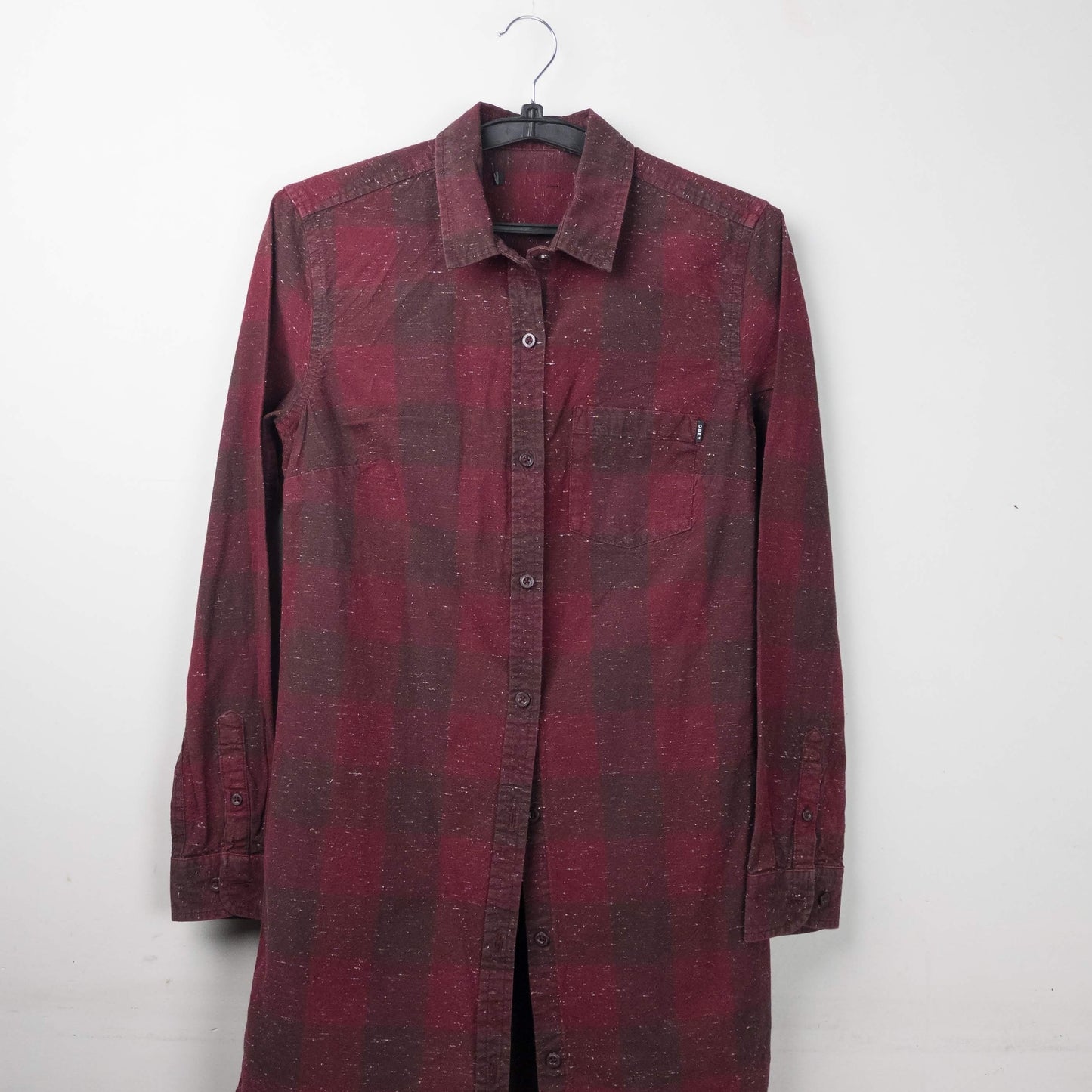 Burgundy Speckled Button-Up Shirt
