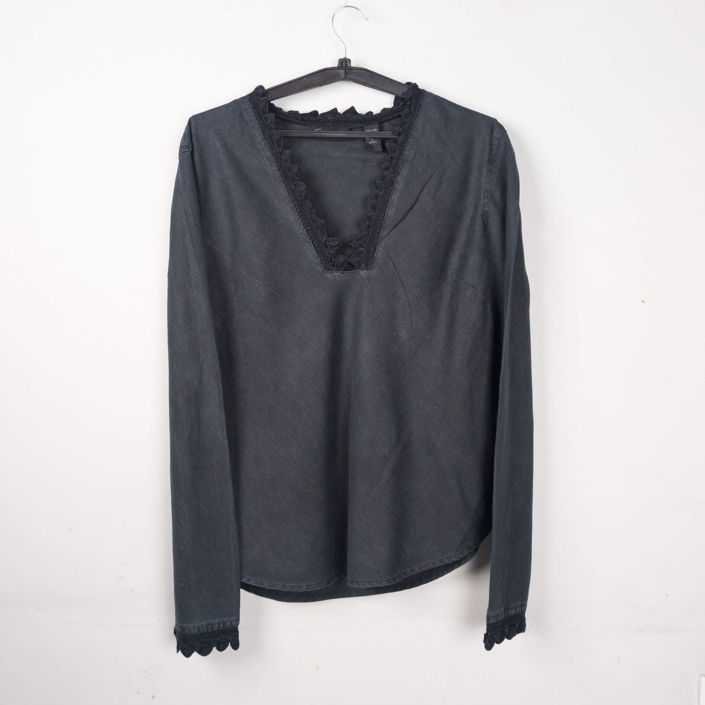 Black Linen Lace Blouse