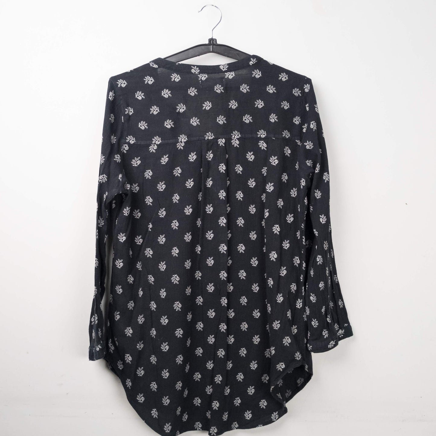 Floral Print Black Blouse