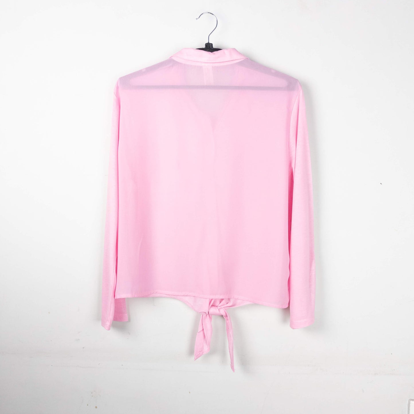 Casual Pink Shirt with Front-Tie