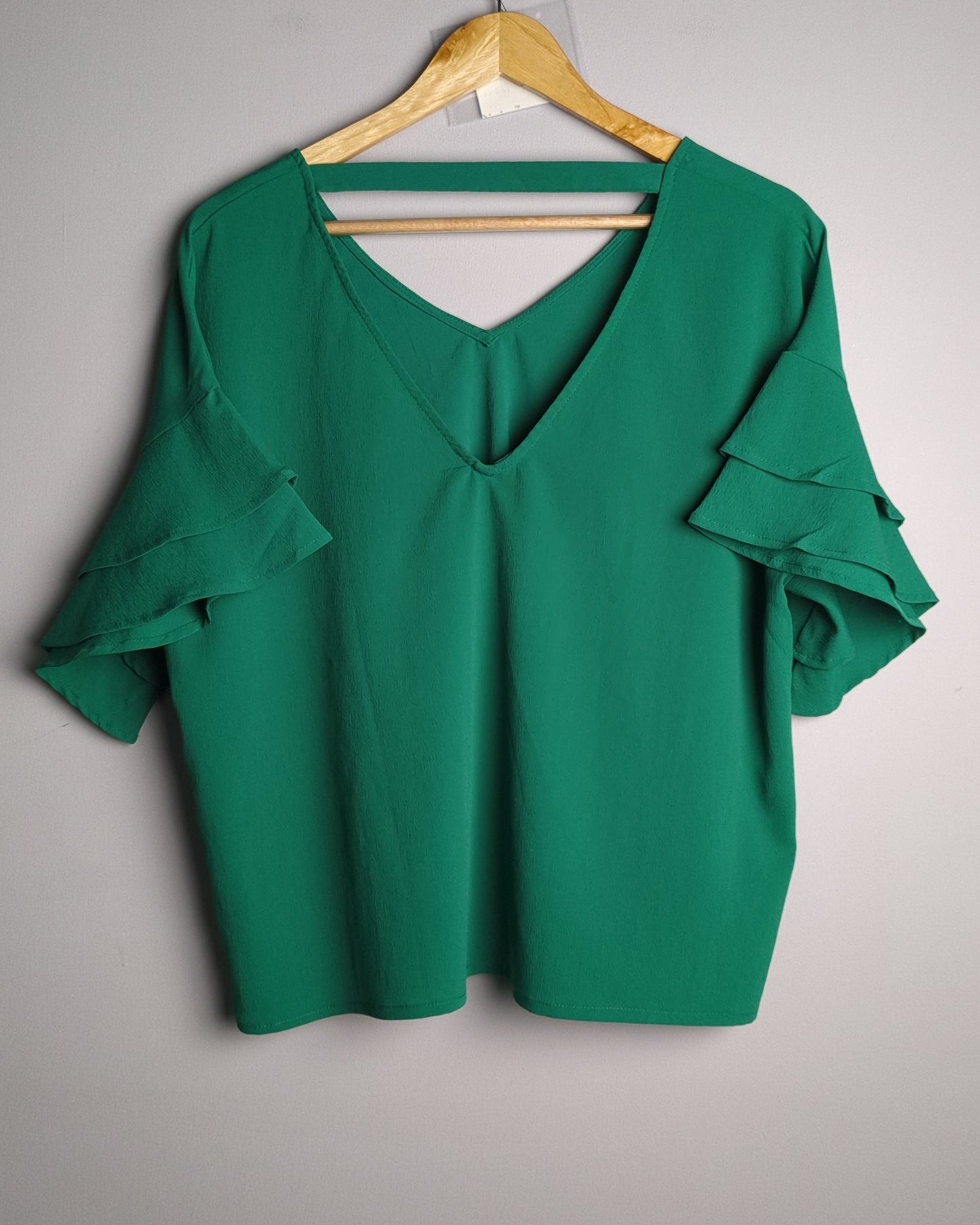 Harpa Green Ruffle Blouse