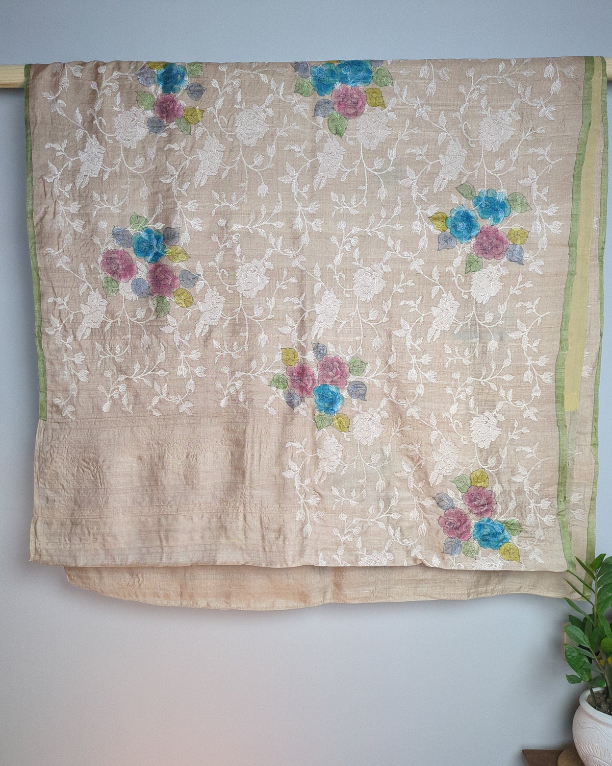 Beige Floral Saree
