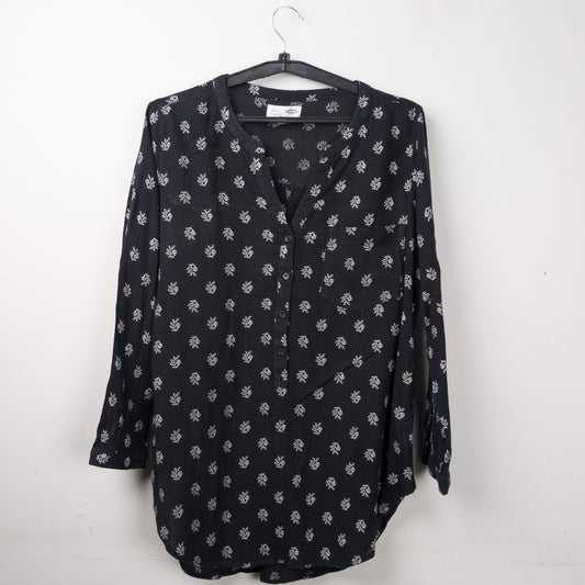 Floral Print Black Blouse