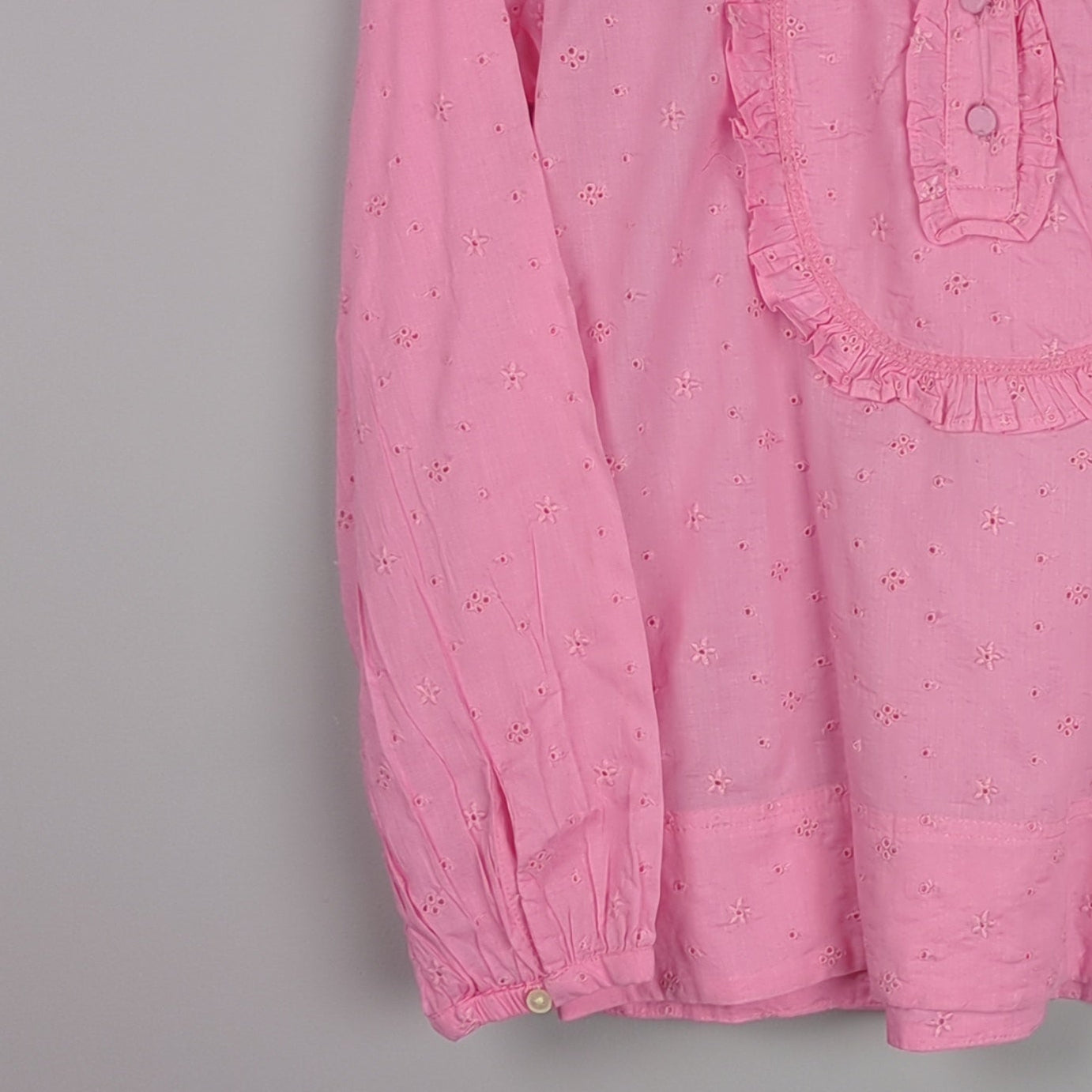 Pink Embroidered Long Sleeve Blouse