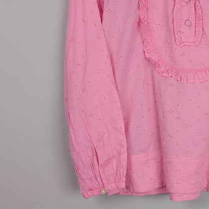 Pink Embroidered Long Sleeve Blouse