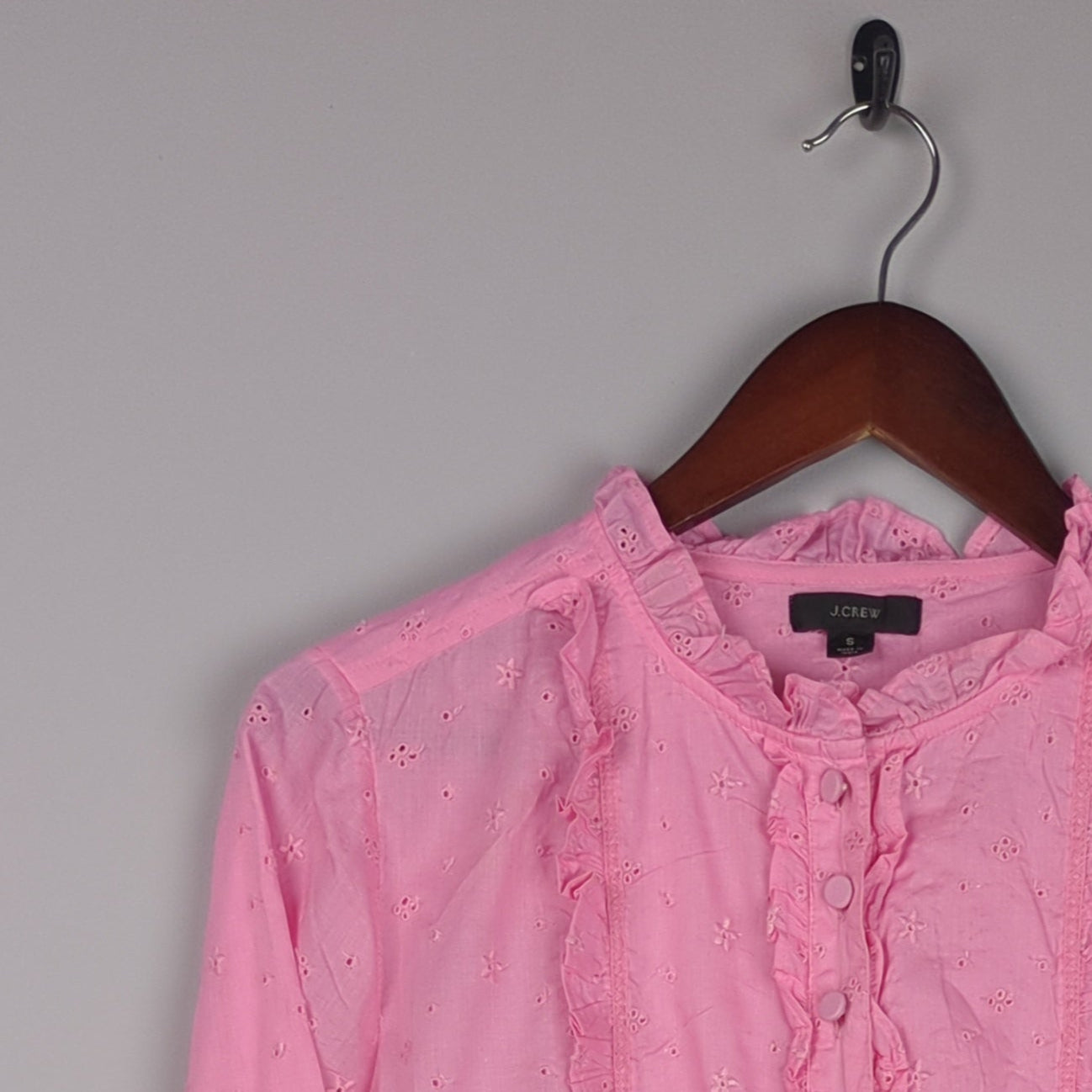 Pink Embroidered Long Sleeve Blouse