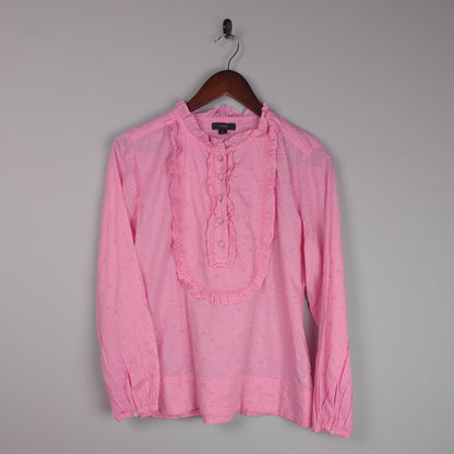 Pink Embroidered Long Sleeve Blouse