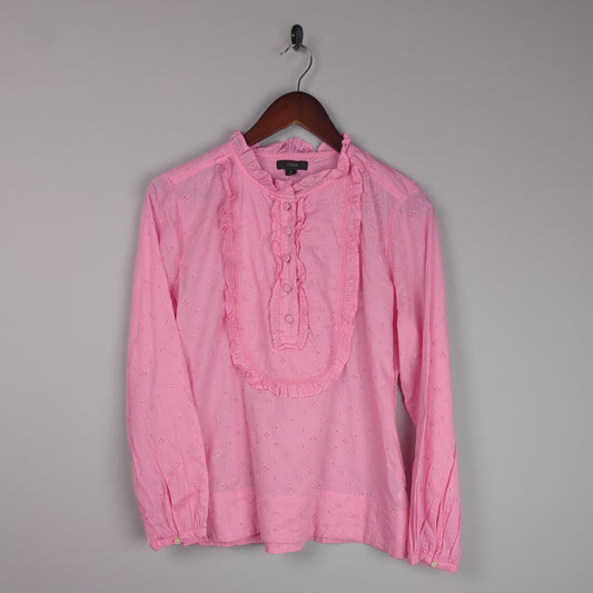 Pink Embroidered Long Sleeve Blouse