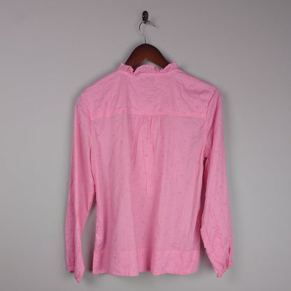 Pink Embroidered Long Sleeve Blouse