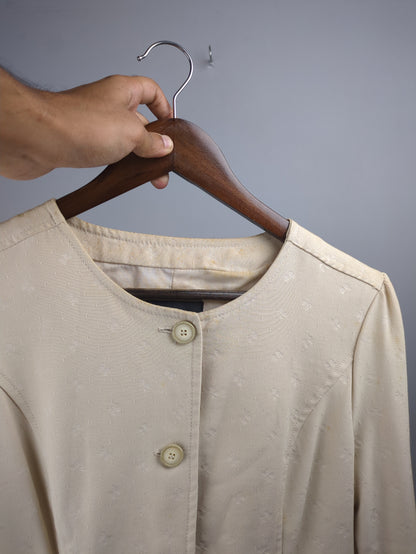 Cream Pattern Shacket - Stained
