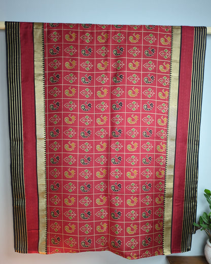 Red and Black Ikat Saree