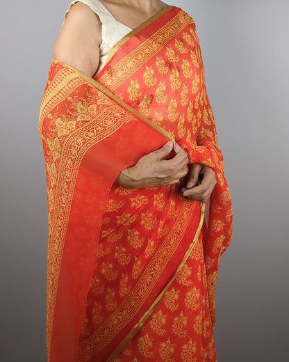 Orange Chiffon Saree