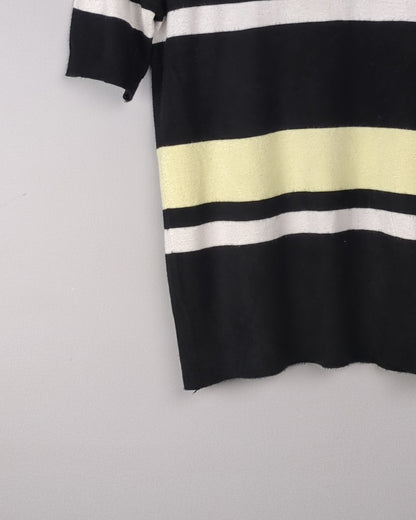 Zara Black Striped Short Sleeve Sweater