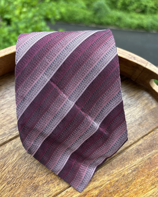 Luciano Biarelli Wine Striped Silk Necktie