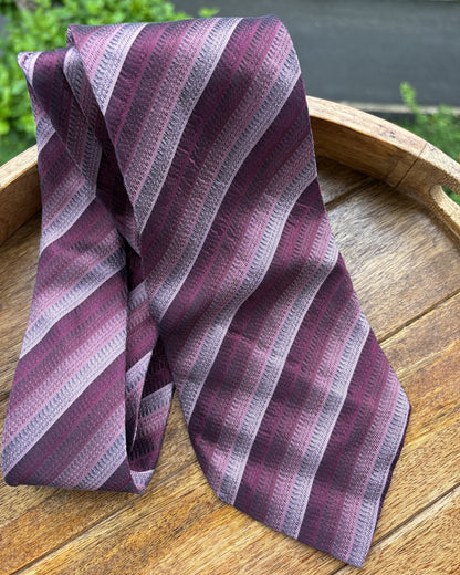 Luciano Biarelli Wine Striped Silk Necktie
