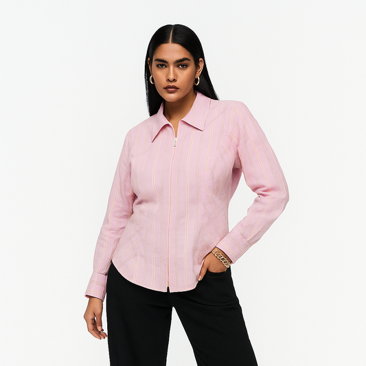 Striped Zip-Up Shirt