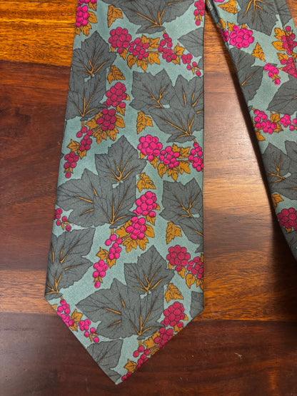 Vintage François de Reix Silk Tie (Made in France) - Grapevine Print
