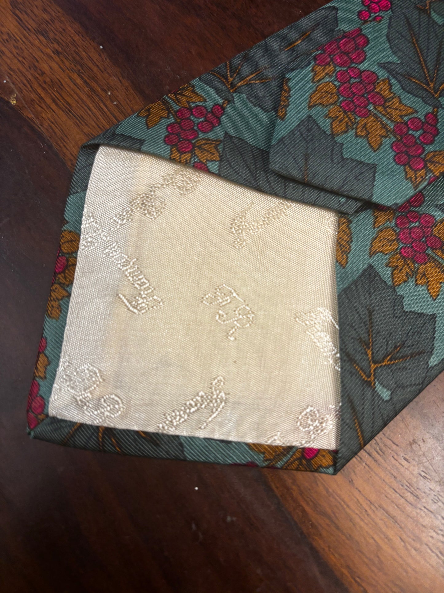 Vintage François de Reix Silk Tie (Made in France) - Grapevine Print