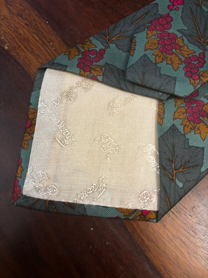 Vintage François de Reix Silk Tie (Made in France) - Grapevine Print