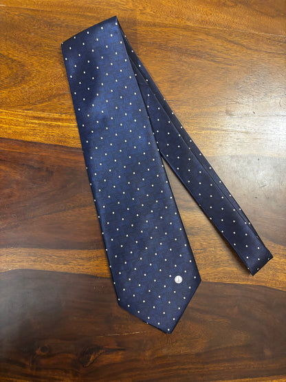 Silk Tie – Navy Jacquard Dot