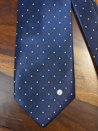 Silk Tie – Navy Jacquard Dot