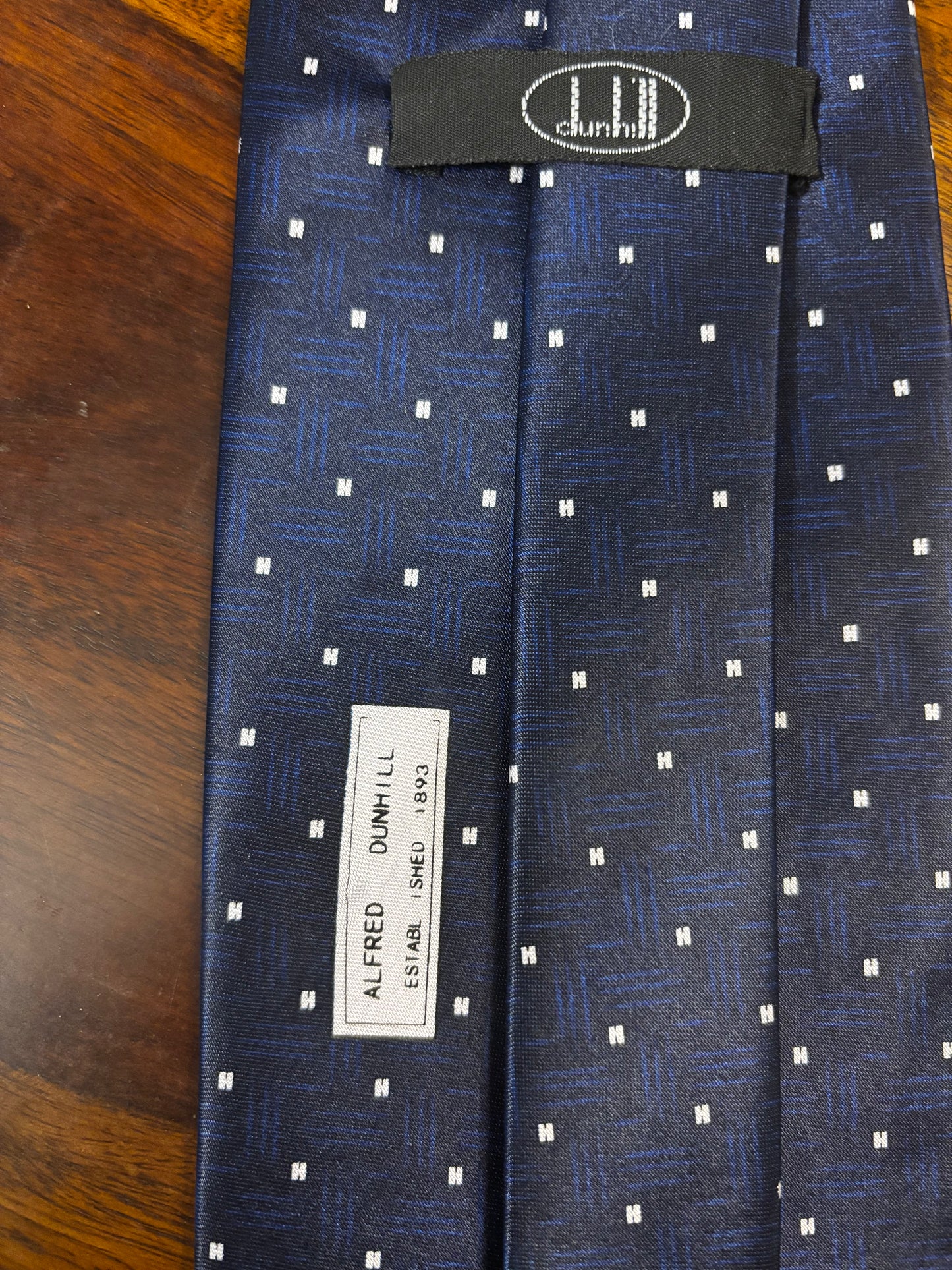 Silk Tie – Navy Jacquard Dot