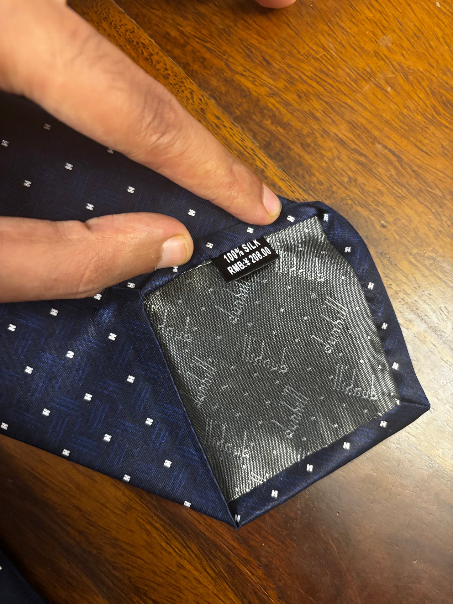 Silk Tie – Navy Jacquard Dot