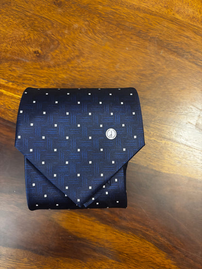 Silk Tie – Navy Jacquard Dot
