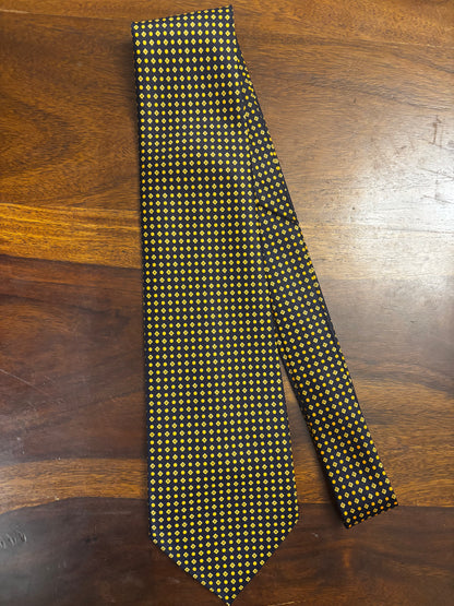 Vintage René Chagal Handmade Silk Tie – Navy & Gold Dot