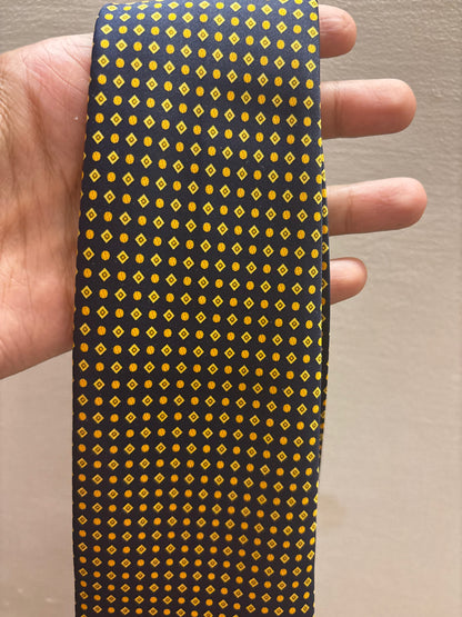 Vintage René Chagal Handmade Silk Tie – Navy & Gold Dot