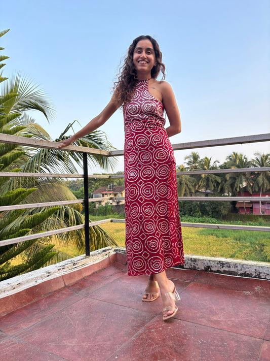 Malini Ramani Wine Sequin Dress