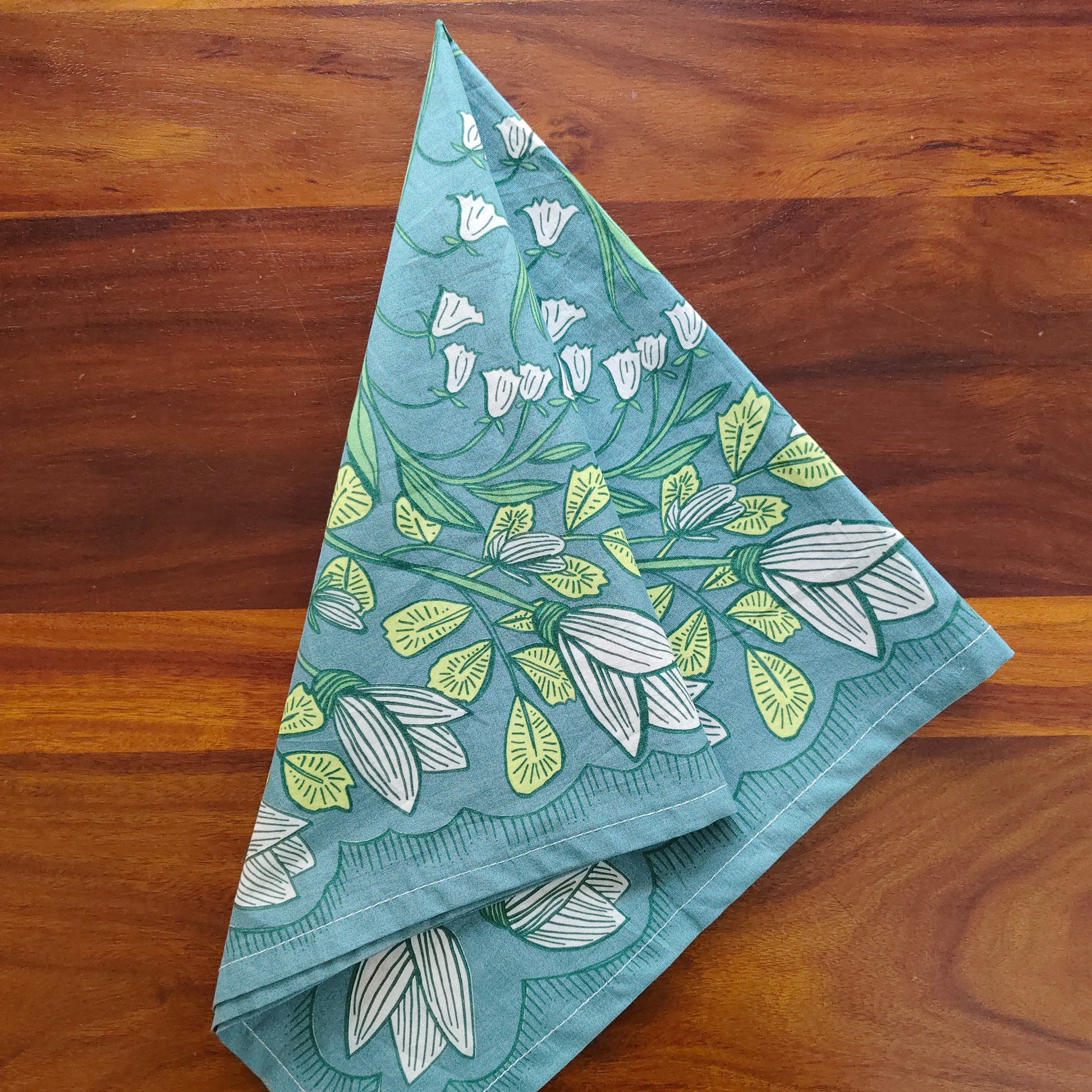 Floral patterned teal coloured Prelo Bandana