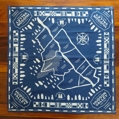 Prelo Bandana in blue with a white map