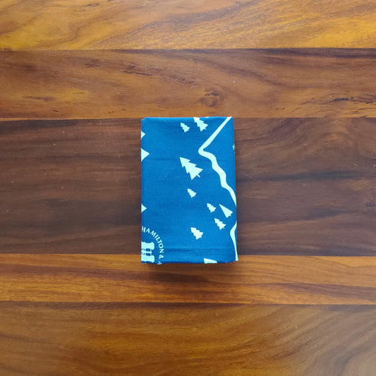 Prelo Bandana in blue with a white map
