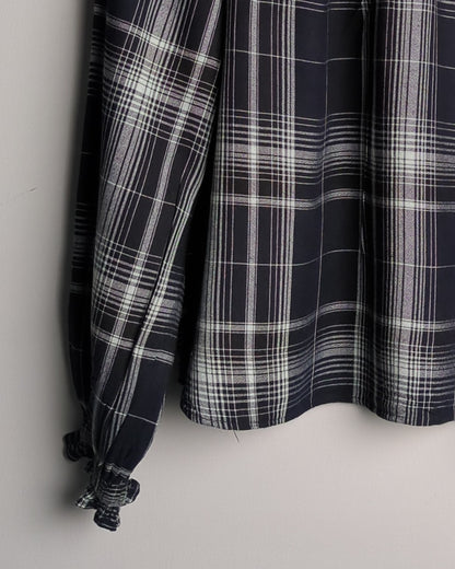 M&S Black Plaid Blouse