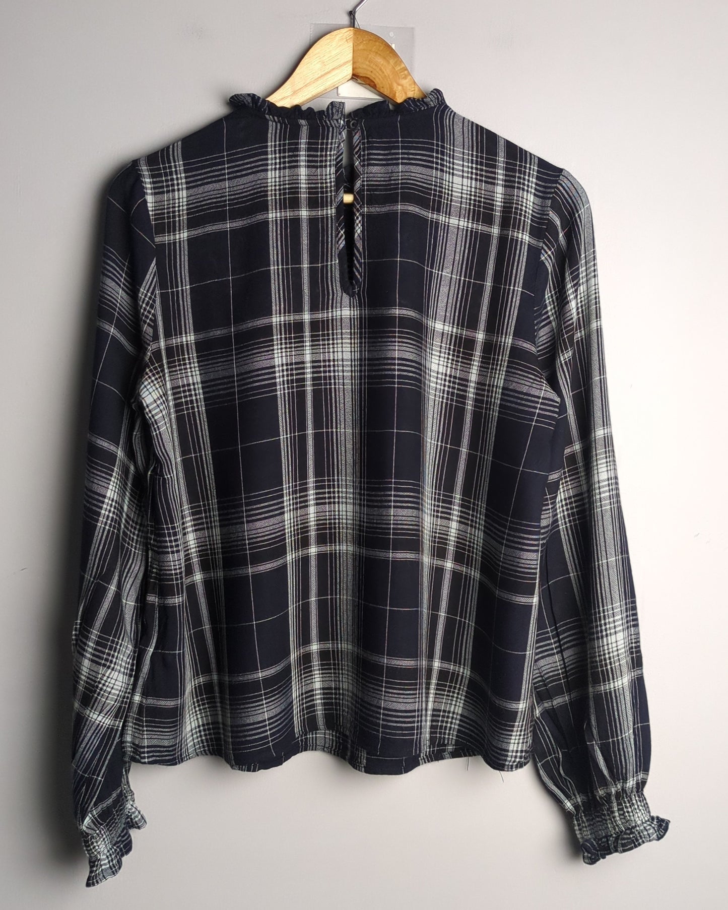 M&S Black Plaid Blouse